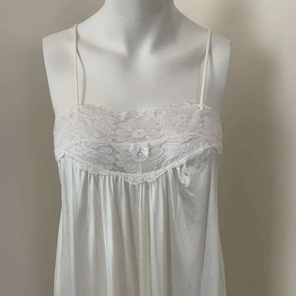 Val Mode Vintage Lace & Satin Slip Maxi Night Gown FLAWED M - Picture 7 of 16